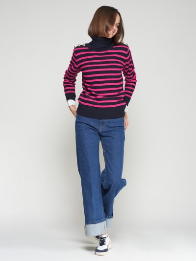 JR C/VUELTO TURTLENECK in navy pink - Image 4