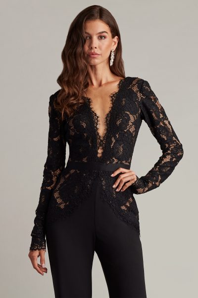 Amaris Plunging Illusion Lace Jumpsuit - COMING SOON - Image 3