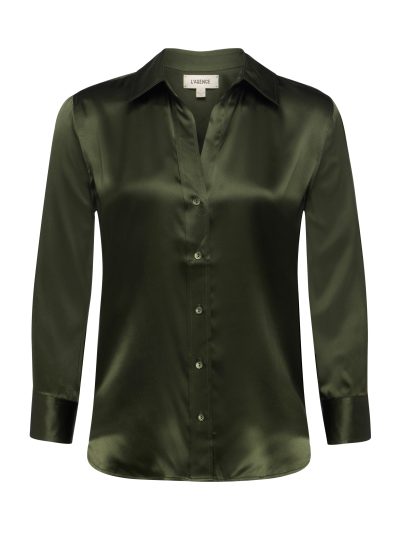 Dani Silk Blouse in olive green - Image 3