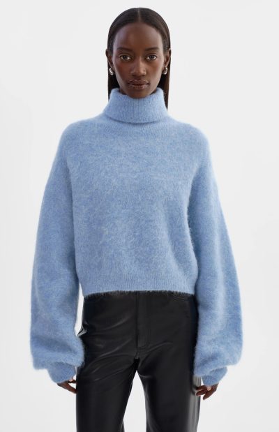 GARCELLE Wool Turtleneck Sweater in heather blue