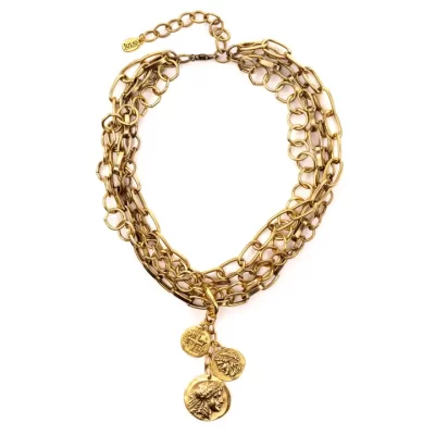 LINZA RUSTICA COIN NECKLACE IN GOLD - Image 2