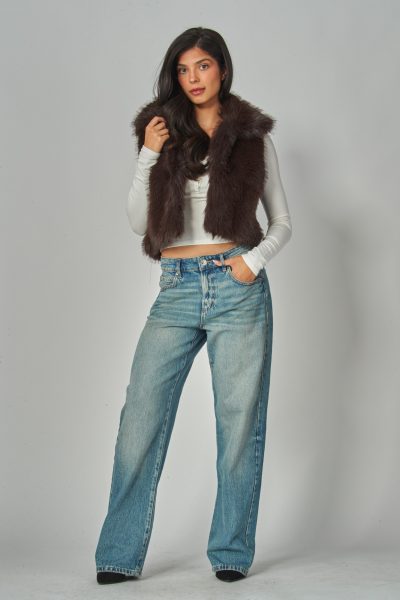 Rosita Faux Fur Crop Vest - Image 2