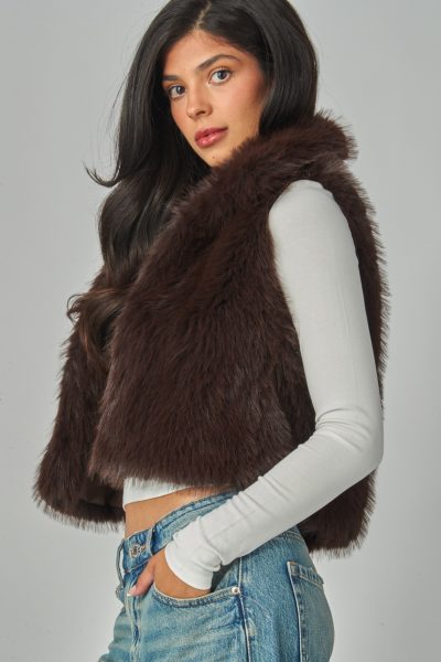 Rosita Faux Fur Crop Vest - Image 4
