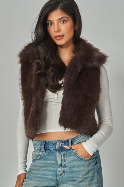 Rosita Faux Fur Crop Vest - Image 6