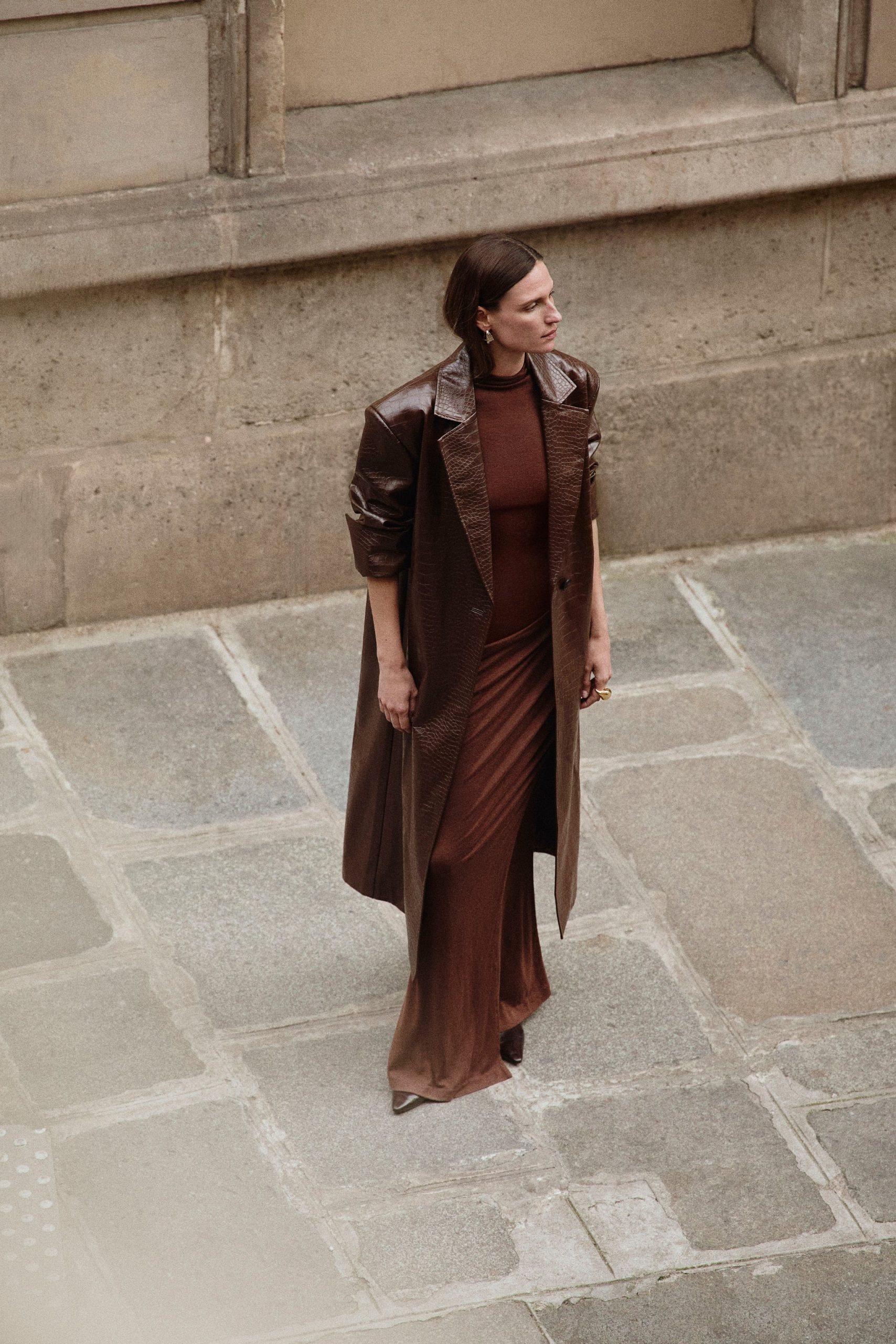 EBBA Faux Leather Croco Coat - sz small - Image 2