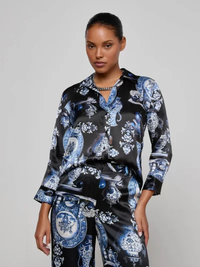 Dani Silk Blouse in porcelain blue - Image 7