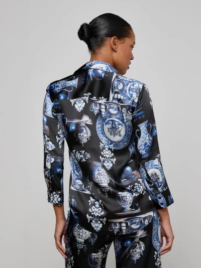 Dani Silk Blouse in porcelain blue - Image 4