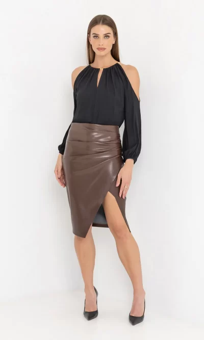 Gina Vegan Leather Skirt - Image 2