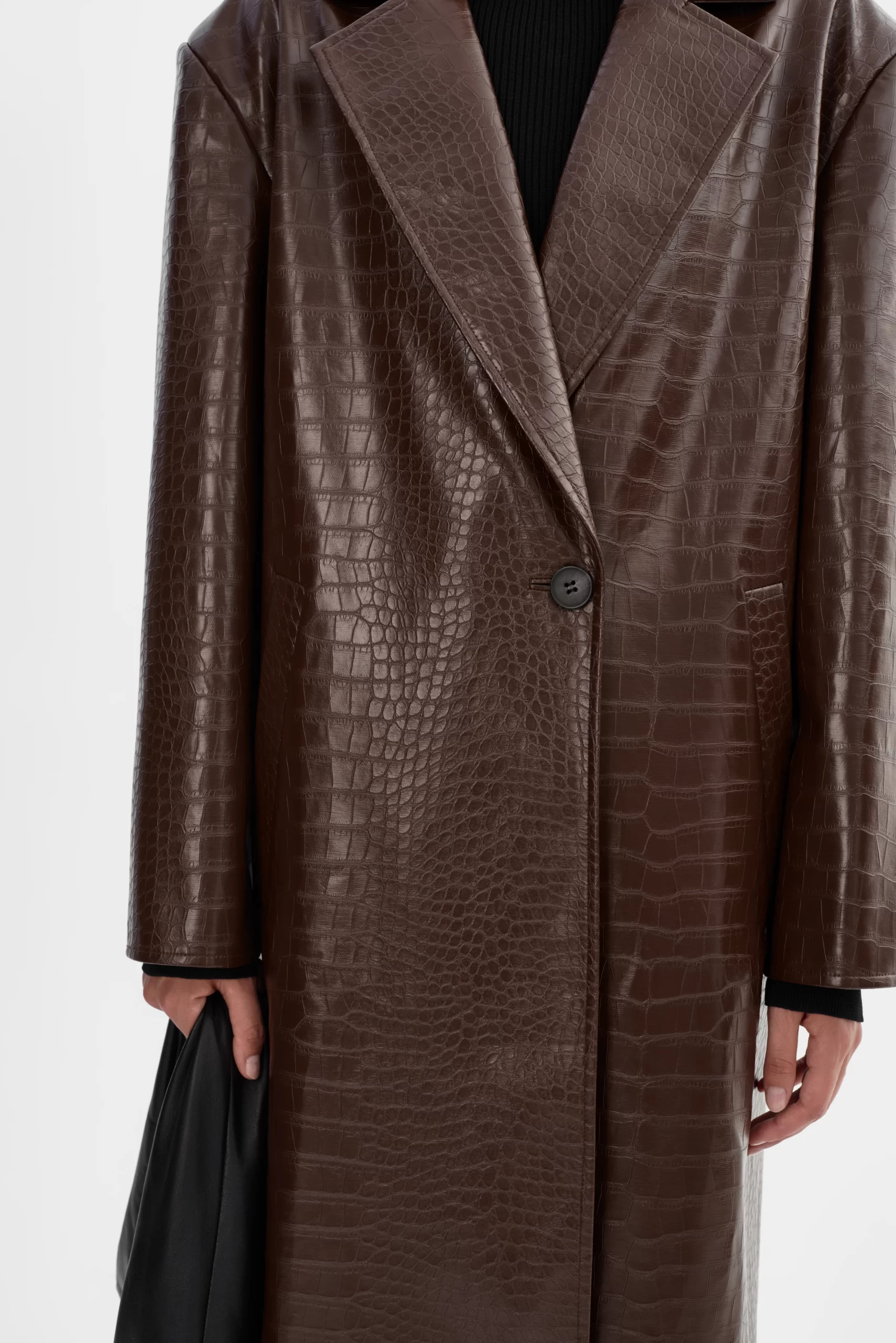 EBBA Faux Leather Croco Coat - sz small - Image 6