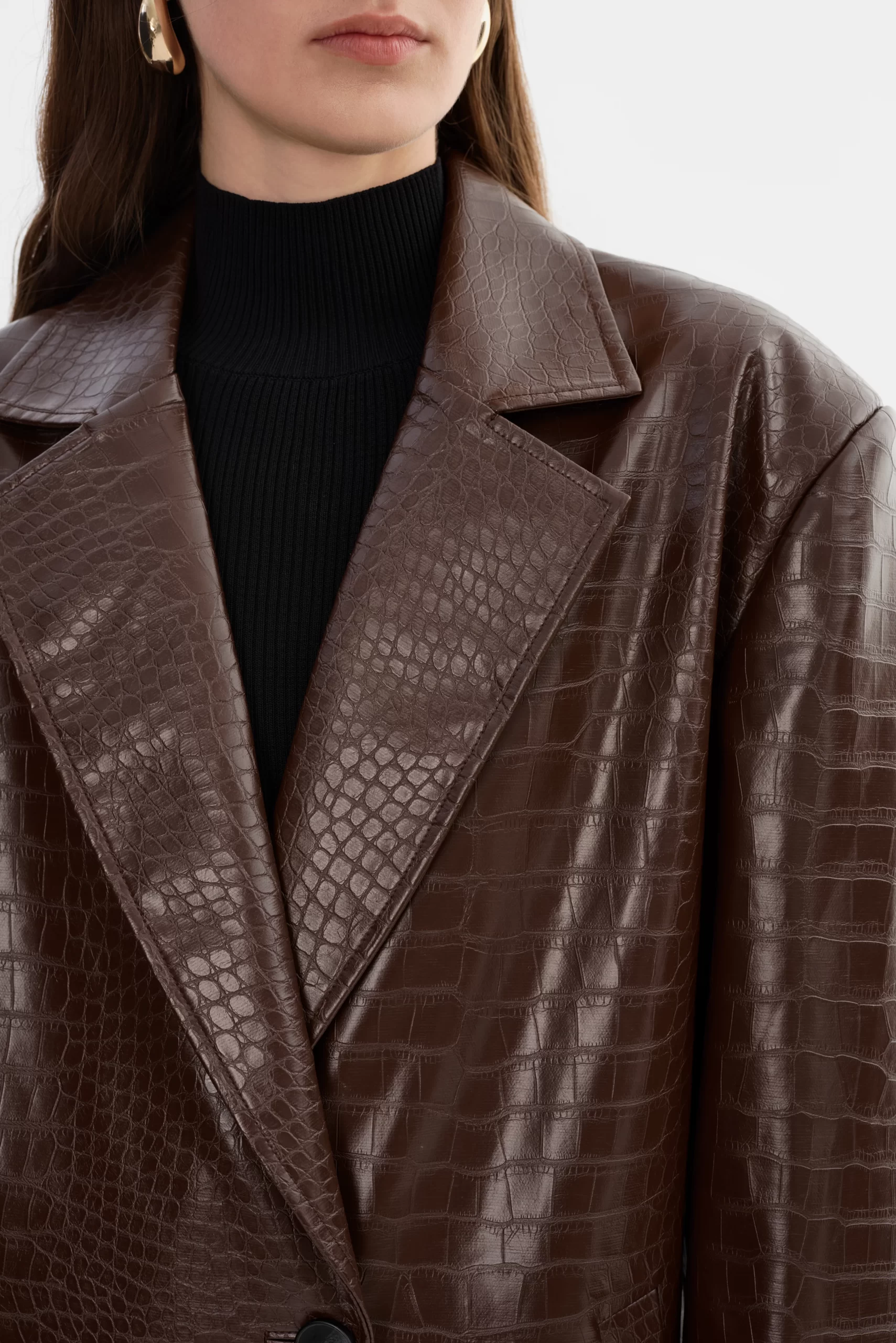 EBBA Faux Leather Croco Coat - sz small - Image 5