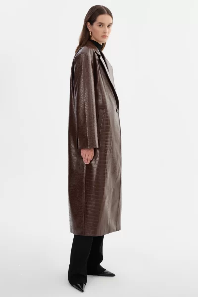 EBBA Faux Leather Croco Coat - sz small - Image 4