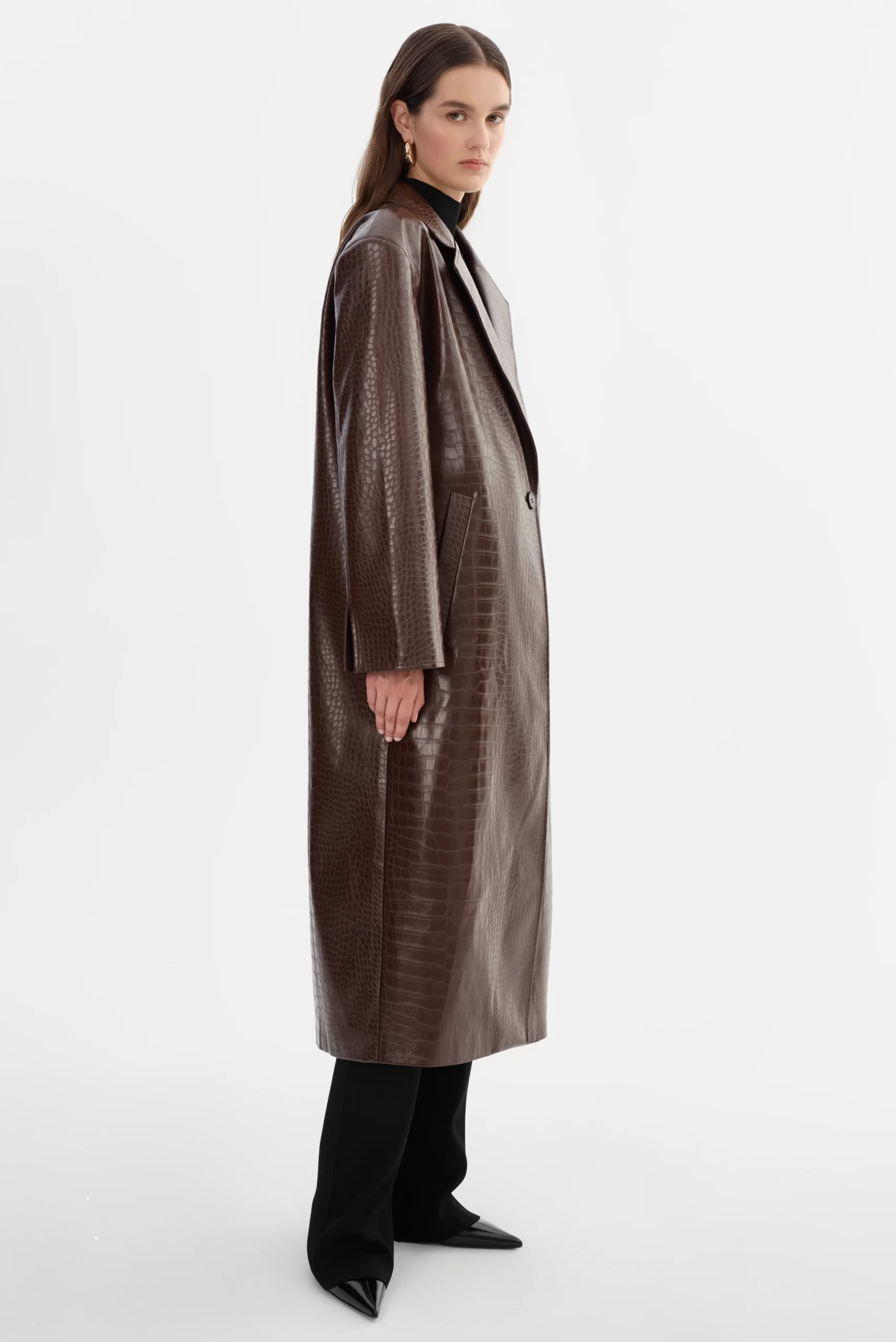 EBBA Faux Leather Croco Coat - sz small - Image 4