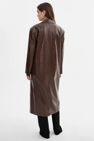 EBBA Faux Leather Croco Coat - sz small - Image 3
