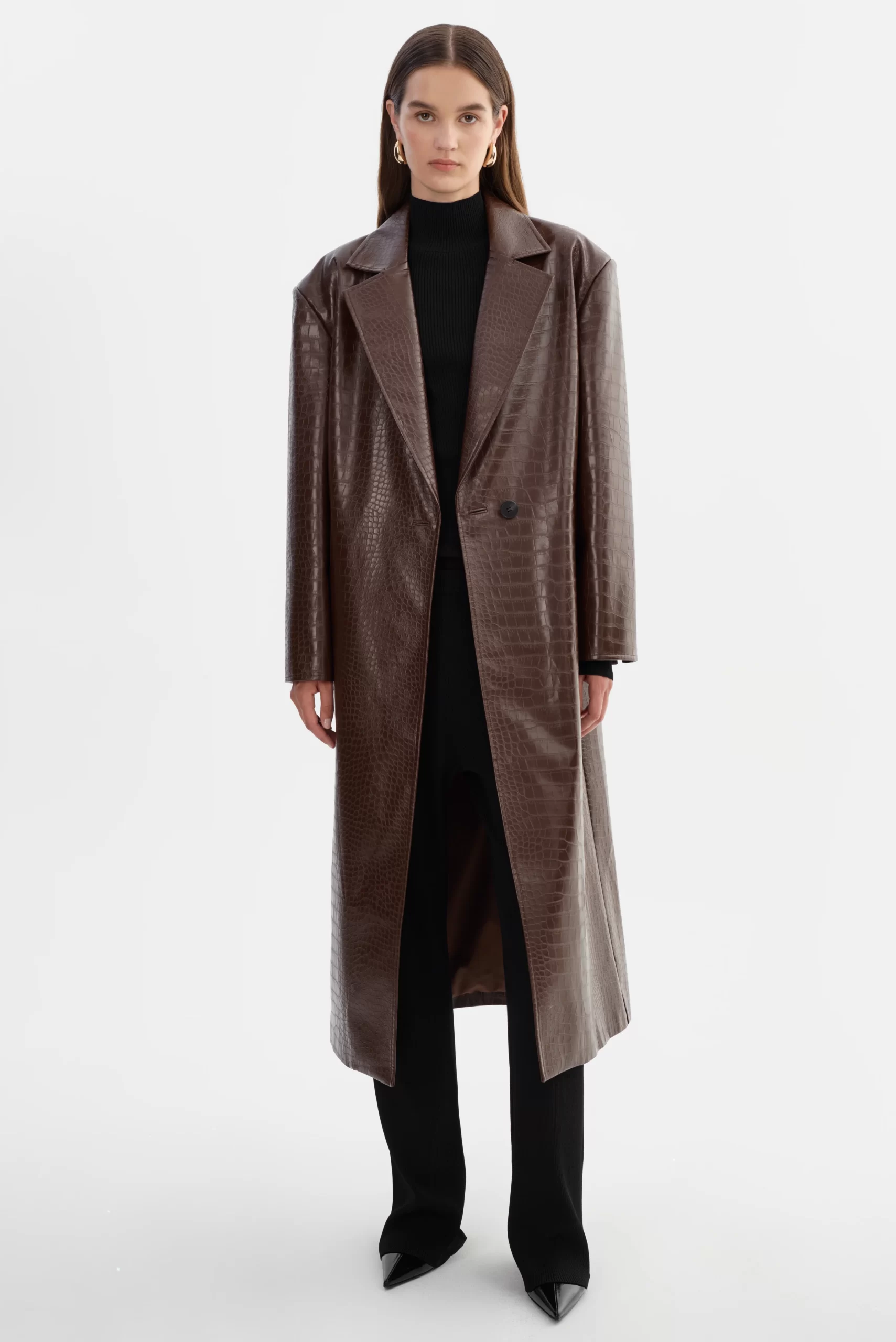 EBBA Faux Leather Croco Coat - sz small - Image 7