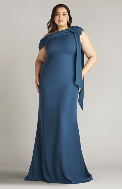 Cassia Bow-Shoulder Crepe Gown - SZ 18+