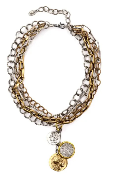 LIZA RUSTICIA COIN NECKLACE IN TWO-TONE