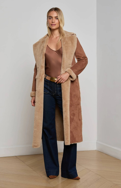 Citron Faux Fur Maxi Coat - sz 4