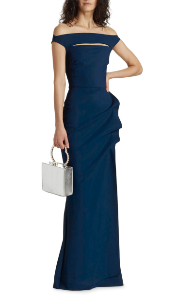 Melania Off-The-Shoulder Gown in nautico