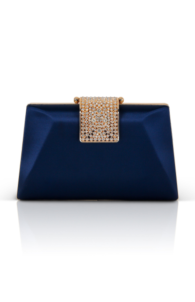 Amira Satin Clutch in navy