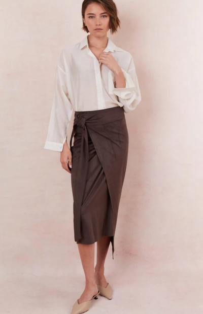 Livia Faux Suede Wrap Skirt