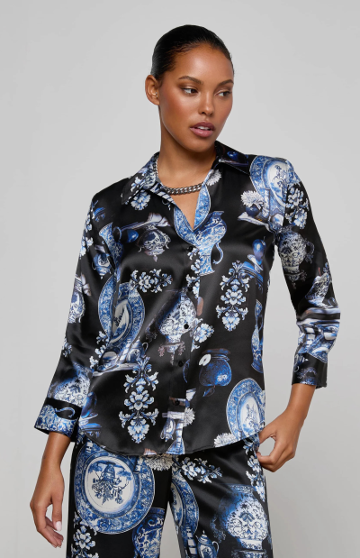 Dani Silk Blouse in porcelain blue