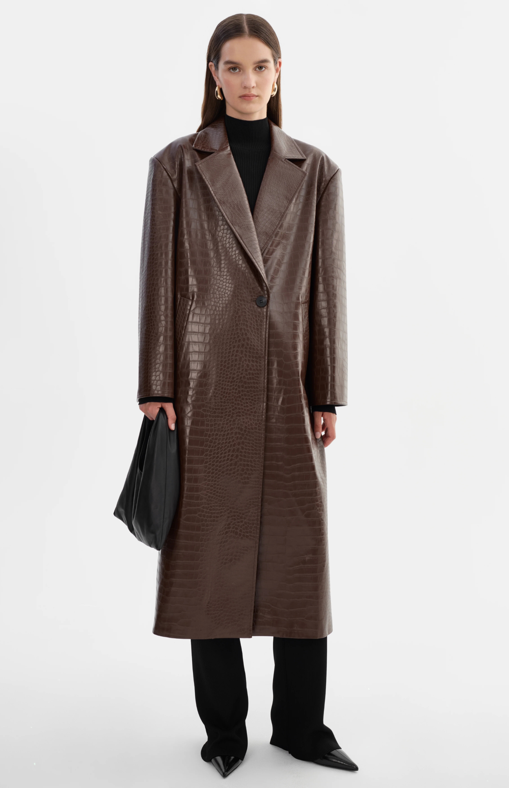 EBBA Faux Leather Croco Coat - sz small
