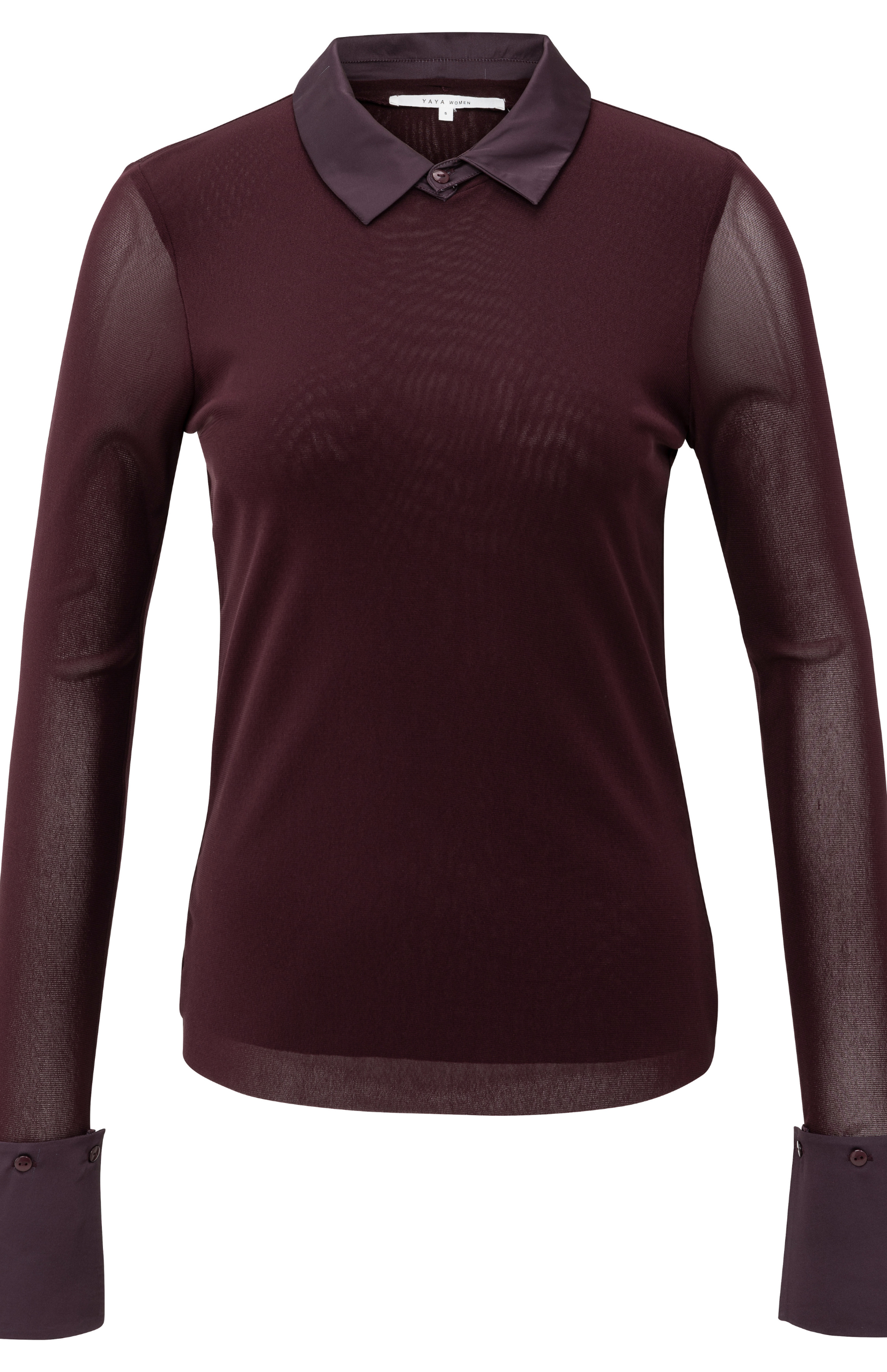 Tecia Mesh Blouse in burgundy