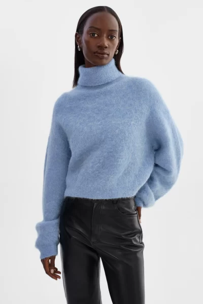 GARCELLE Wool Turtleneck Sweater in heather blue - Image 5