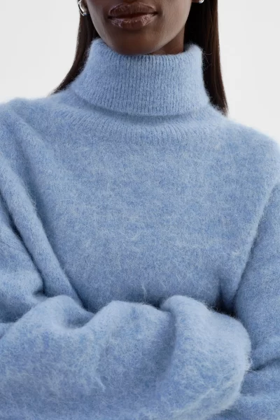 GARCELLE Wool Turtleneck Sweater in heather blue - Image 4