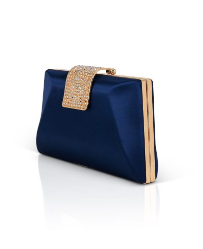 Amira Satin Clutch in navy - Image 5