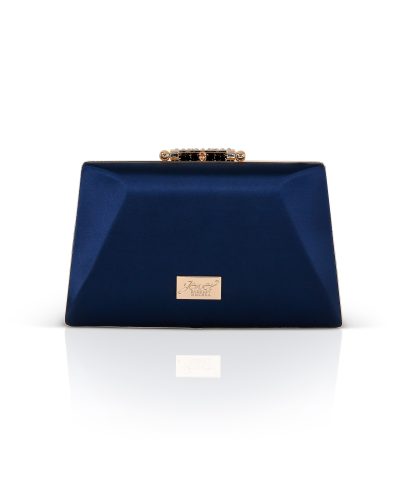 Amira Satin Clutch in navy - Image 4