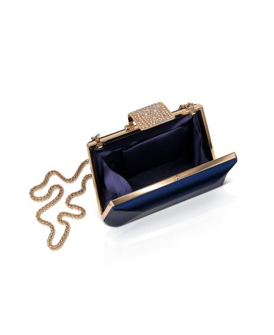 Amira Satin Clutch in navy - Image 3