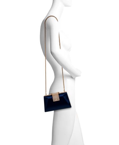 Amira Satin Clutch in navy - Image 2