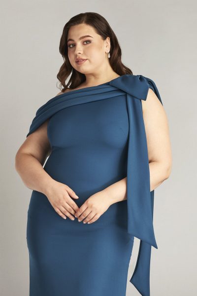 Cassia Bow-Shoulder Crepe Gown - SZ 18+ - Image 2