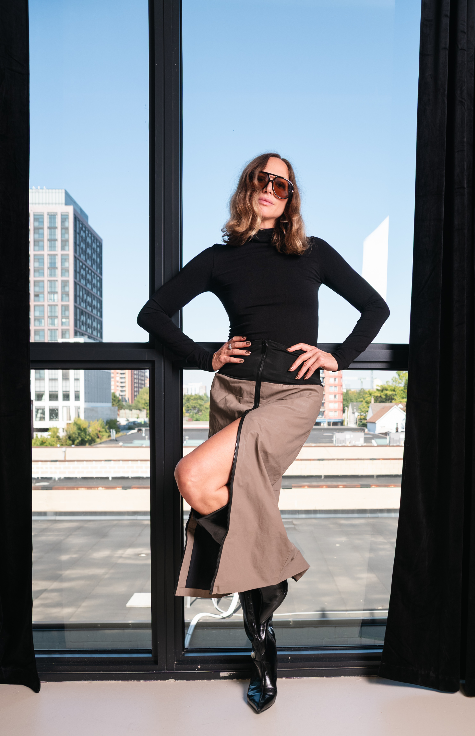 Blakley Zip Skirt in Beige
