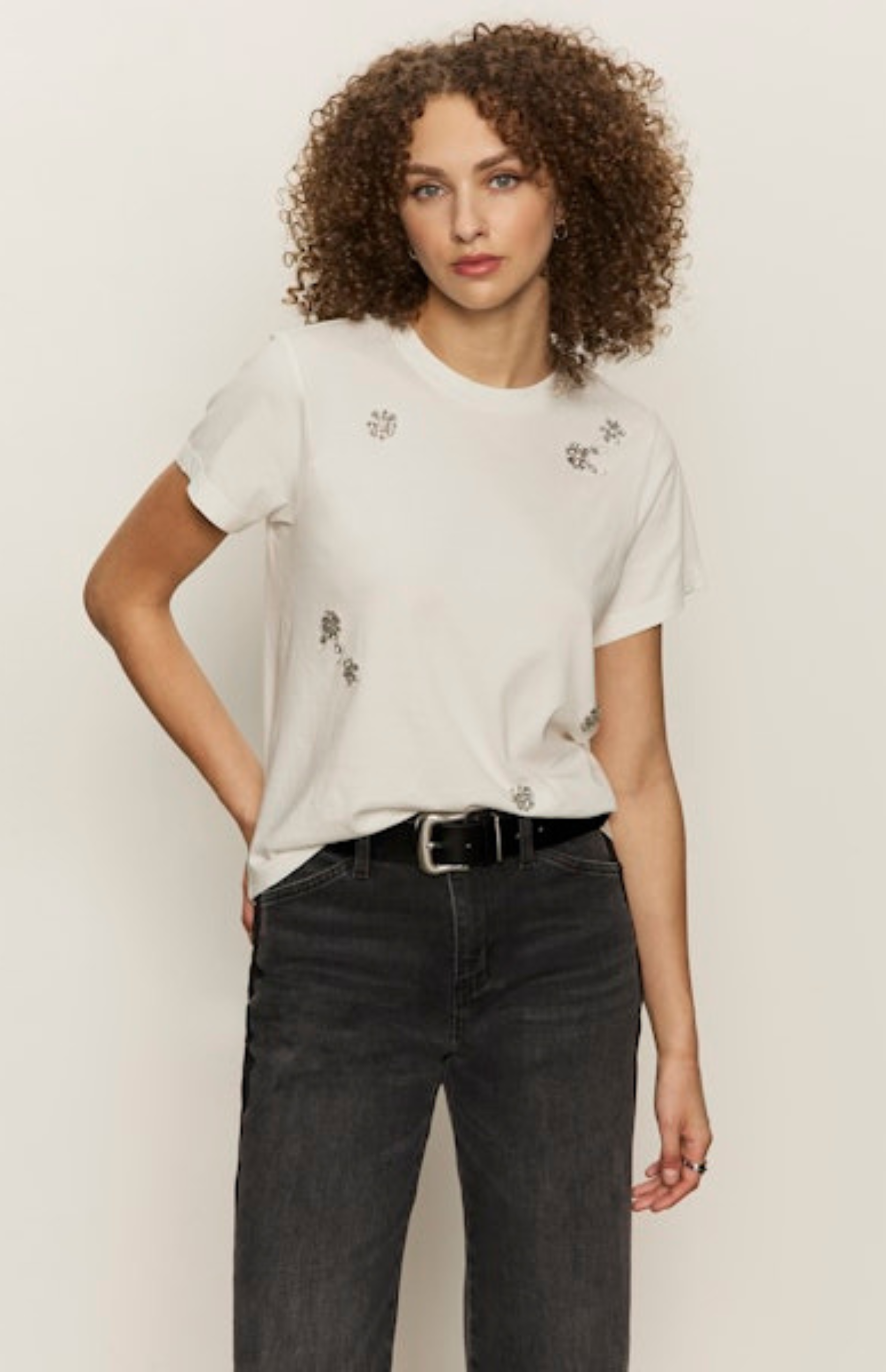 Embellished white tee