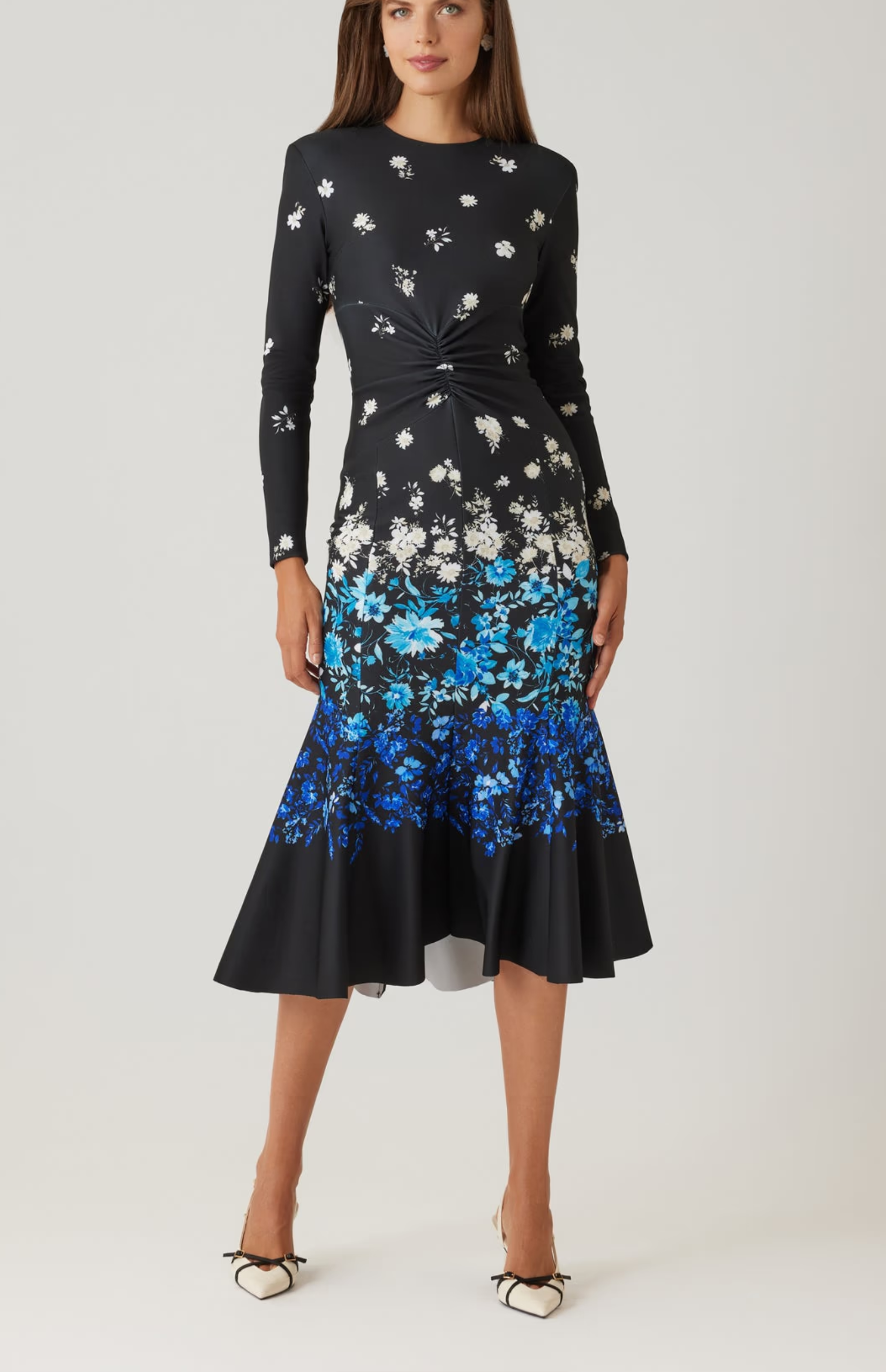 Britney Scuba Floral Ruched Dress - Image 3