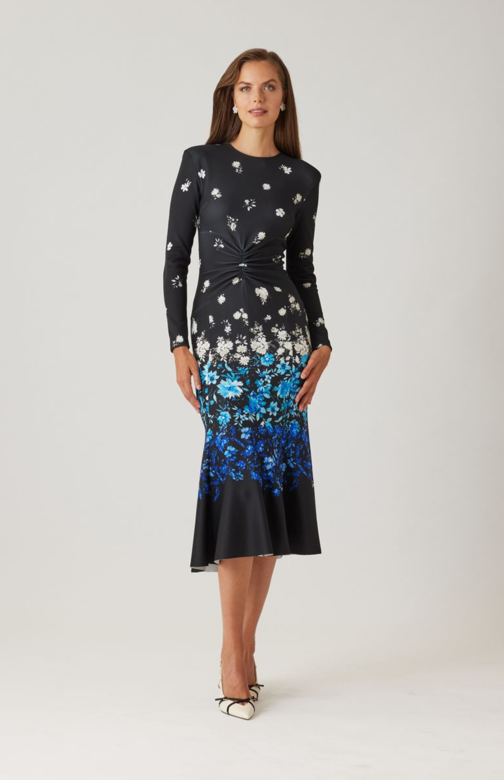 Britney Scuba Floral Ruched Dress