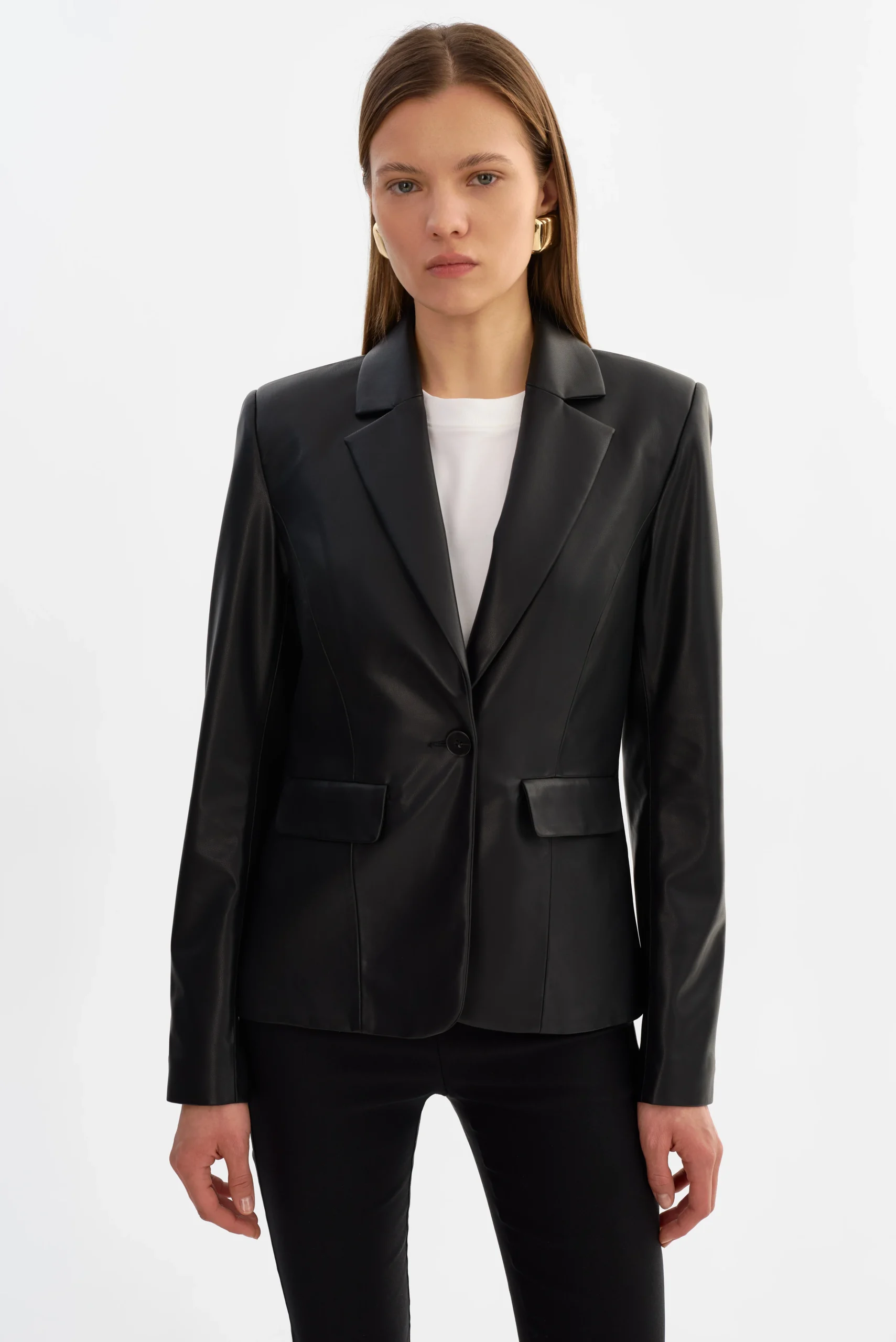 Davie Faux Leather Blazer - Image 7