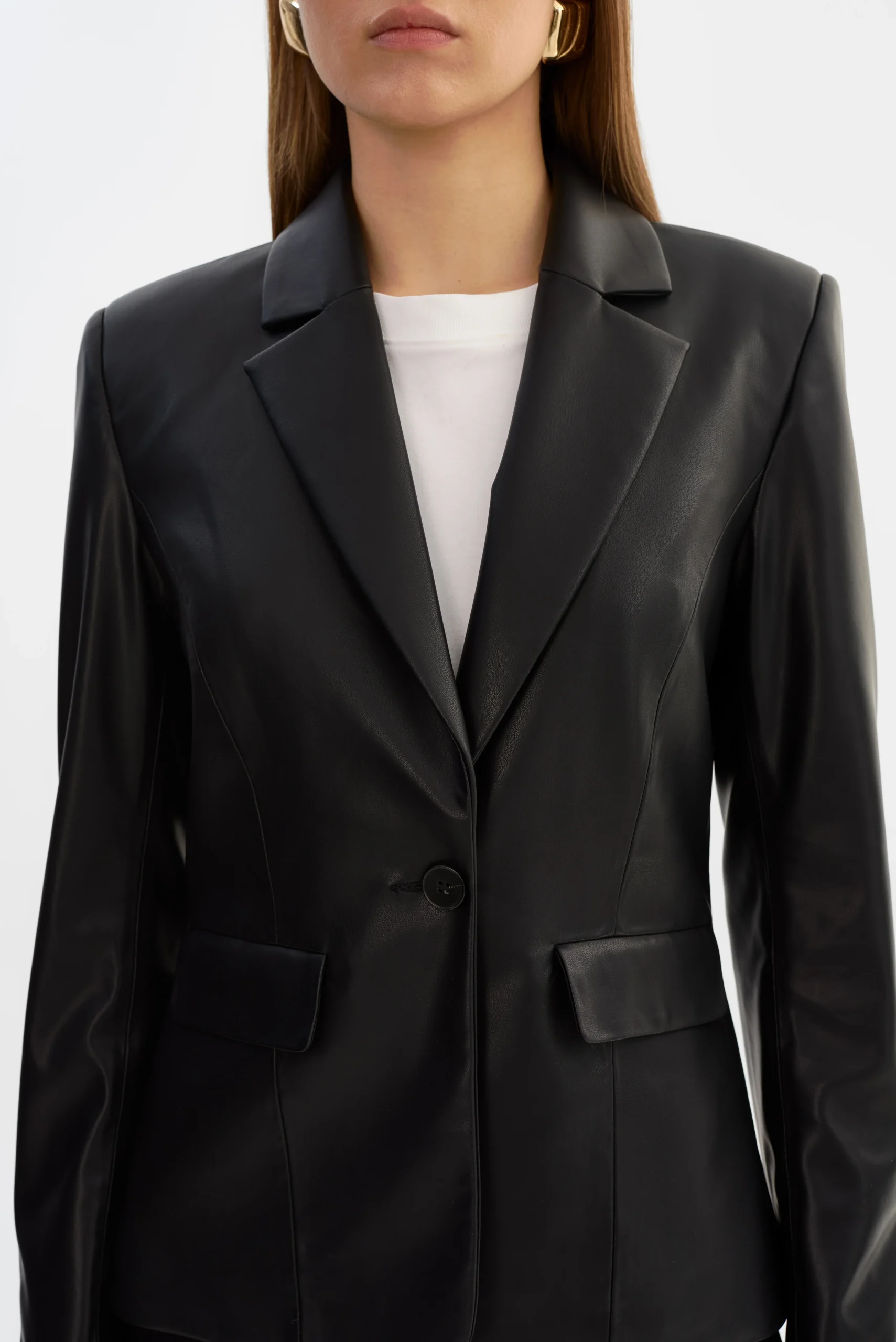 Davie Faux Leather Blazer - Image 3