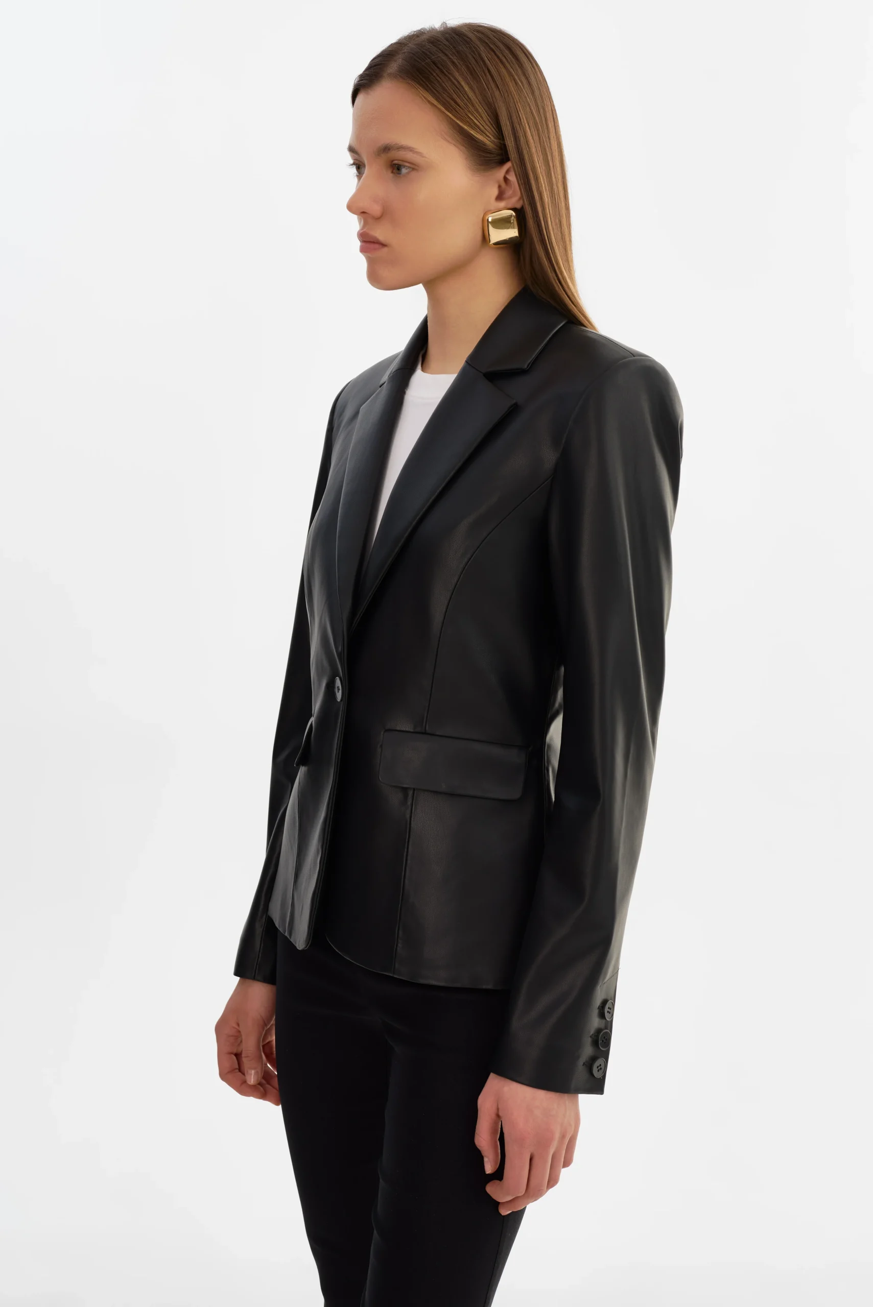 Davie Faux Leather Blazer - Image 6