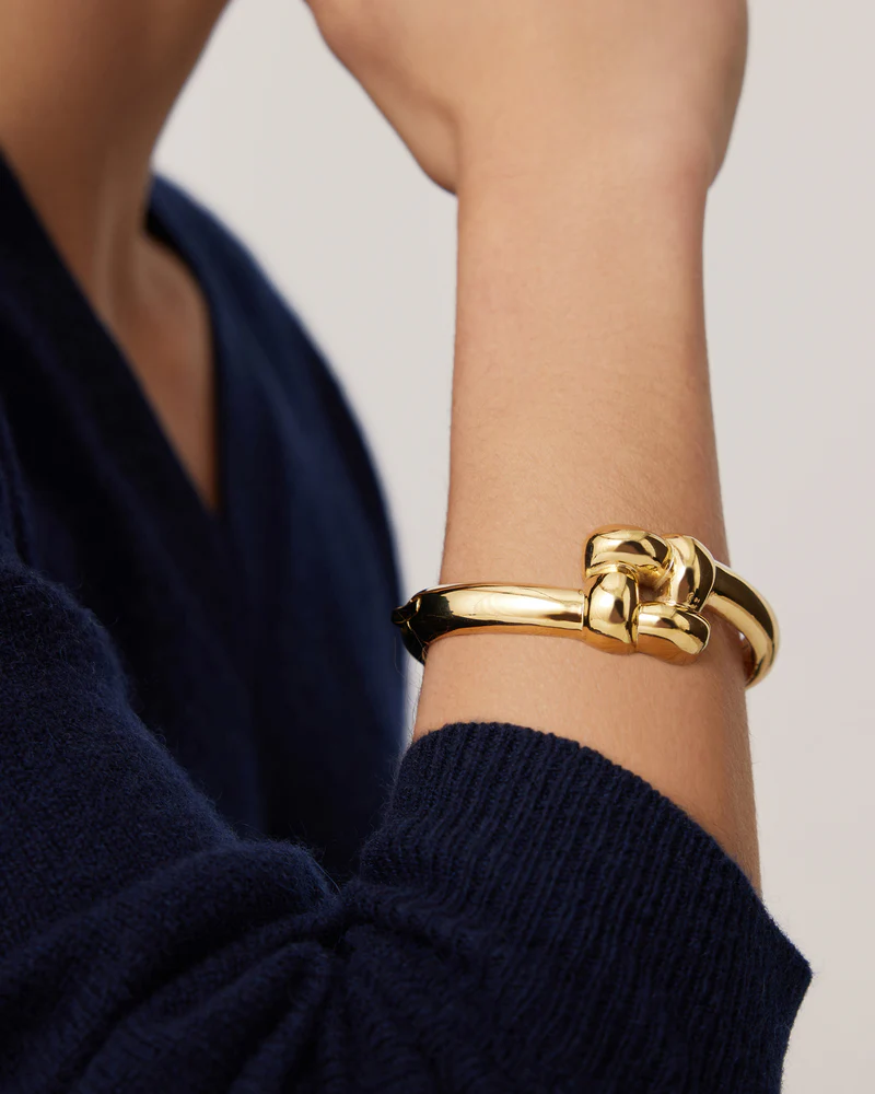 Woven Square Bangle in gold - Image 2