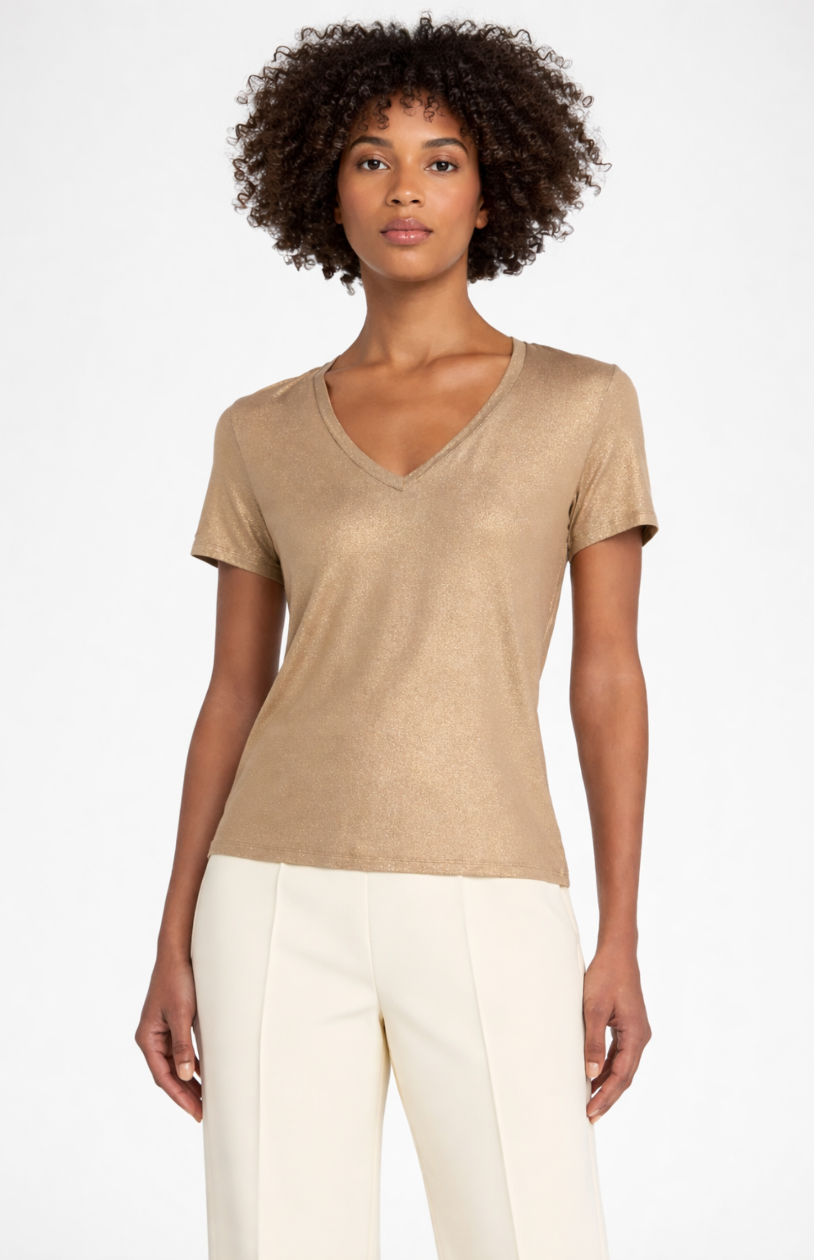 Juno Metallic Shirt in coffee latte