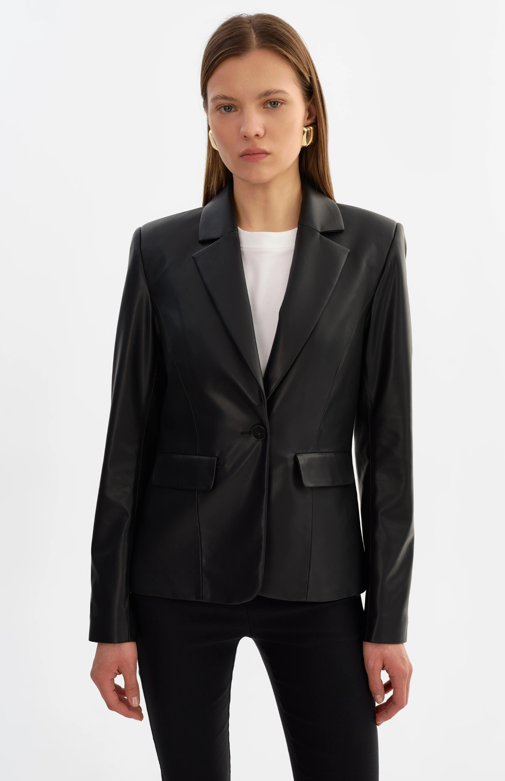Davie Faux Leather Blazer