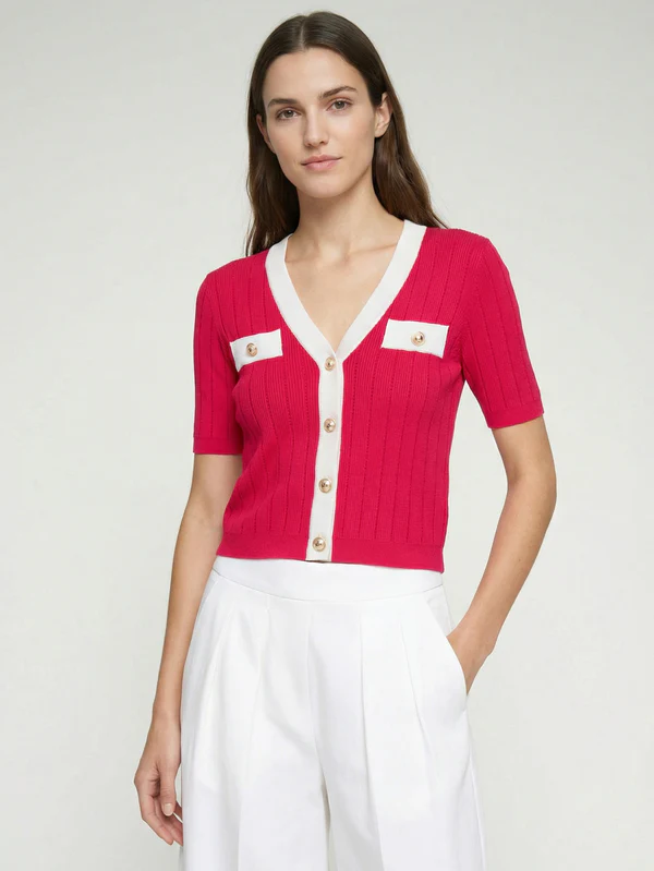 M/Corta Cardigan in red/white - Image 4