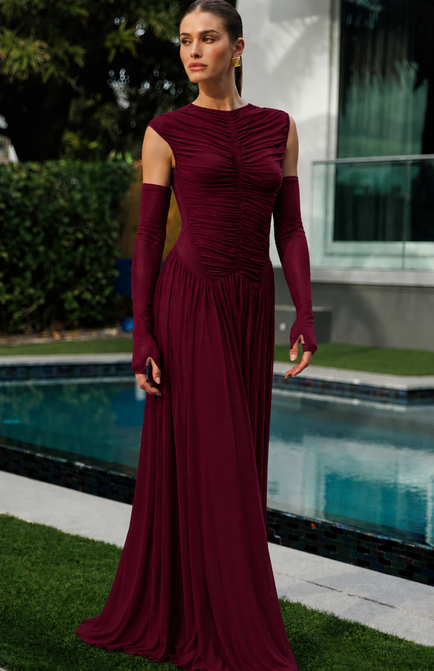 SERENA DRESS BURGUNDY